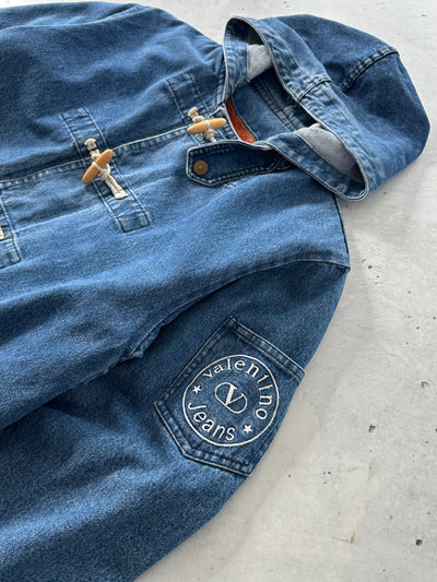 Vintage Valentino Jeans Blanket Lined Denim Duffle Coat (XL)