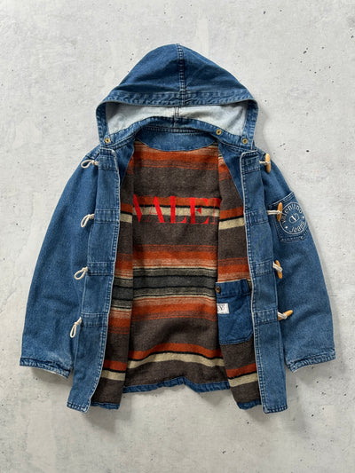 Vintage Valentino Jeans Blanket Lined Denim Duffle Coat (XL)