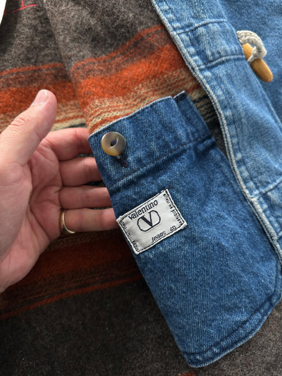 Vintage Valentino Jeans Blanket Lined Denim Duffle Coat (XL)