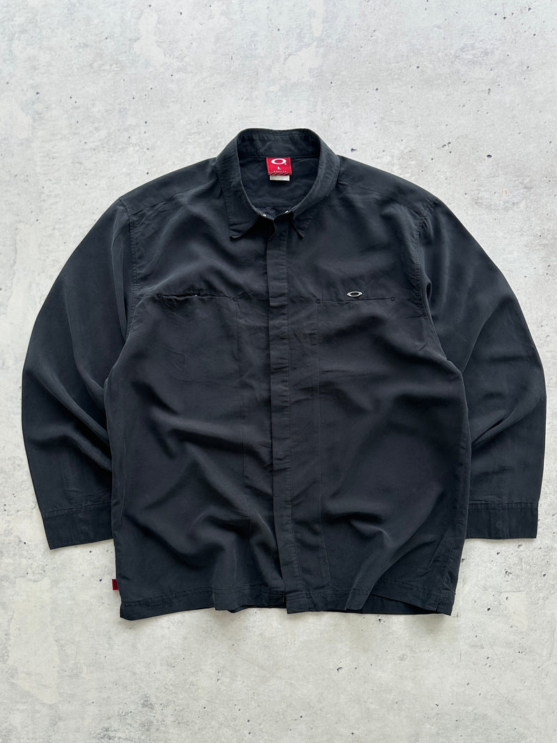 90's Oakley Metal Emblem brushed cotton Long Sleeve Shirt (L)
