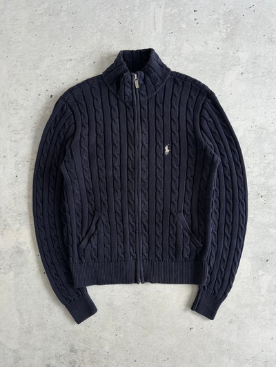 Ralph Lauren Cable Knit Zip Up Jumper / Cardigan (Women's L)