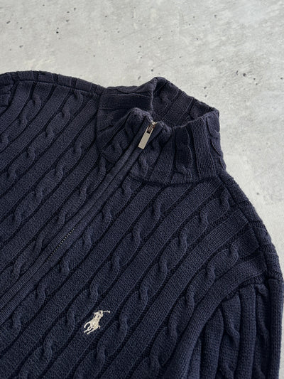 Ralph Lauren Cable Knit Zip Up Jumper / Cardigan (Women's L)
