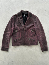 90's Versus Versace Zip Up Leather Biker Jacket (Women's XS/S)
