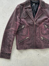 90's Versus Versace Zip Up Leather Biker Jacket (Women's XS/S)