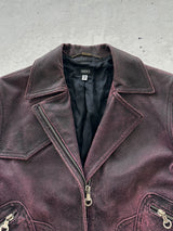 90's Versus Versace Zip Up Leather Biker Jacket (Women's XS/S)