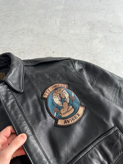 Vintage Avirex A-2 Cobras Zip Up Leather Jacket (L)