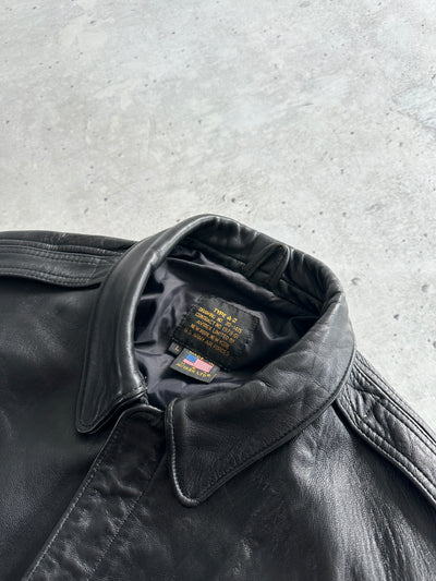 Vintage Avirex A-2 Cobras Zip Up Leather Jacket (L)