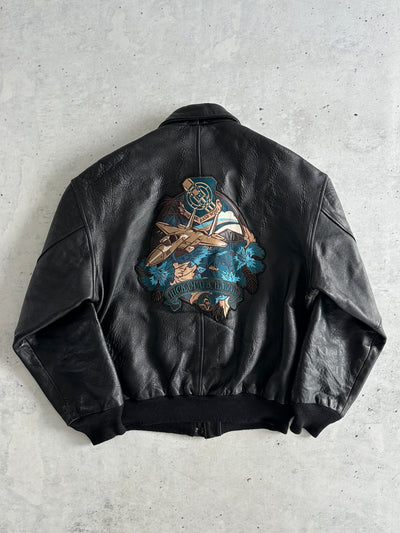 Vintage Avirex A-2 Cobras Zip Up Leather Jacket (L)