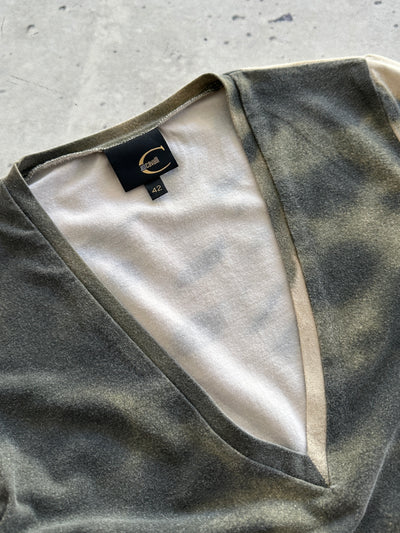 00's Just Cavalli V Neck Long Sleeve Top (Women's M)