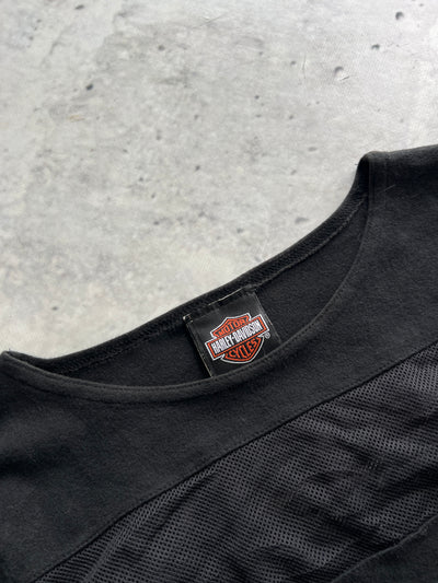 00's Harley Davidson Mesh Insert Long Sleeve T Shirt (Women's S)