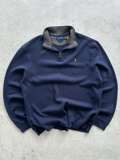 Ralph Lauren Ribbed 1/4 Zip Pullover Jumper (L)