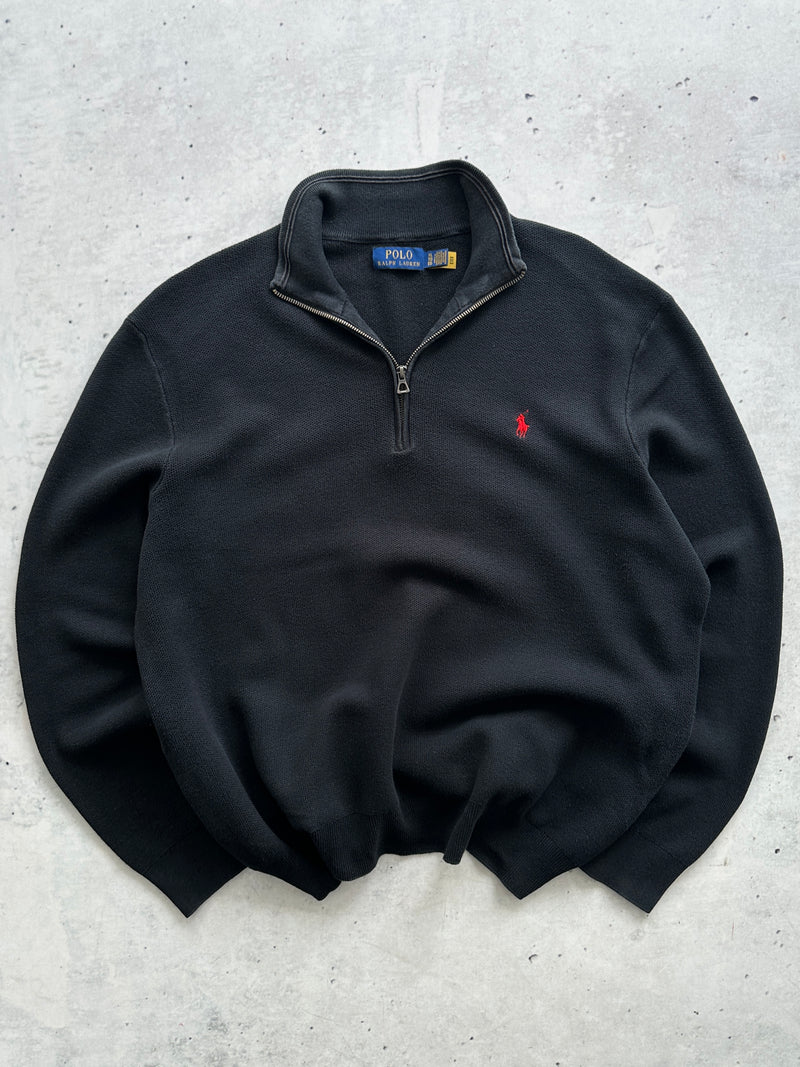 Ralph Lauren Waffle 1/4 Zip Pullover Jumper (L)