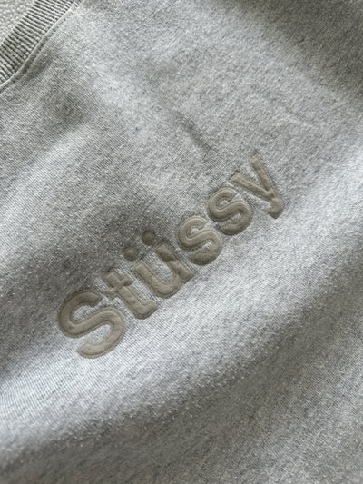 Stussy Fleece Lined Spell Out Crewneck Sweatshirt (L)