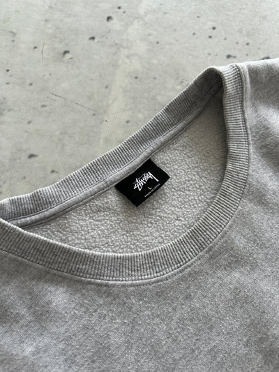 Stussy Fleece Lined Spell Out Crewneck Sweatshirt (L)