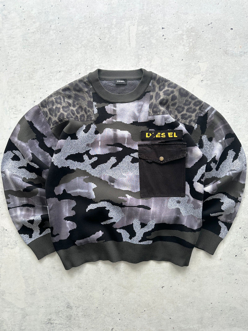 Diesel camo utility knit Crewneck Jumper (S)