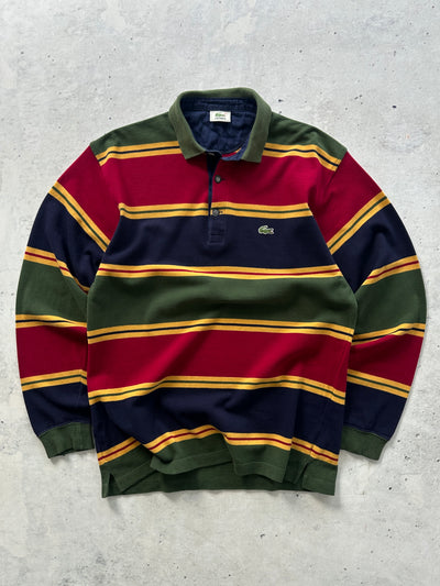 80's Chemise Lacoste Stripe Long Sleeve Polo Shirt (L)
