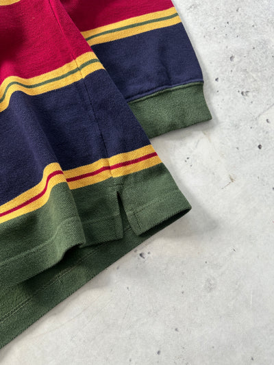 80's Chemise Lacoste Stripe Long Sleeve Polo Shirt (L)