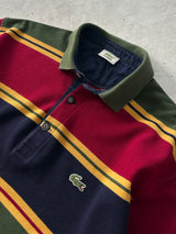 80's Chemise Lacoste Stripe Long Sleeve Polo Shirt (L)