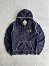 00's True Religion Contrast Stitch Heavyweight Zip Up Hoodie (L)