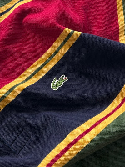 80's Chemise Lacoste Stripe Long Sleeve Polo Shirt (L)