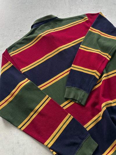 80's Chemise Lacoste Stripe Long Sleeve Polo Shirt (L)