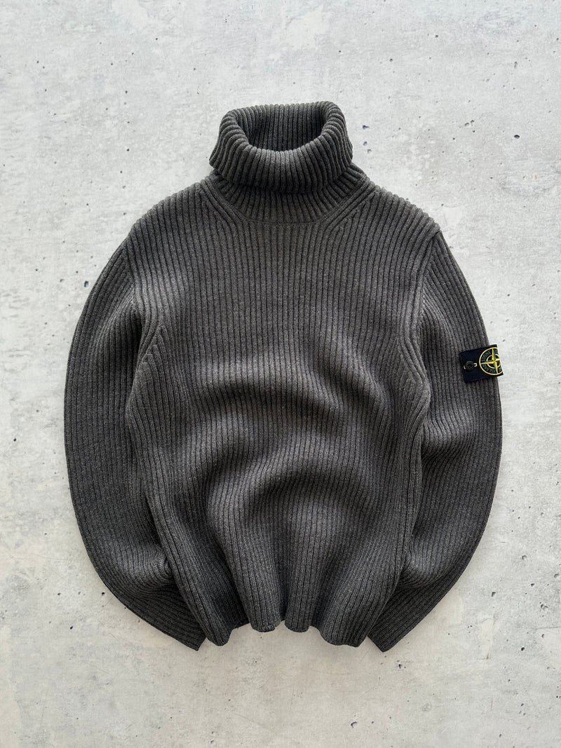 00's Stone Island Chunky Wool Knit Turtle Neck Jumper (S/M)