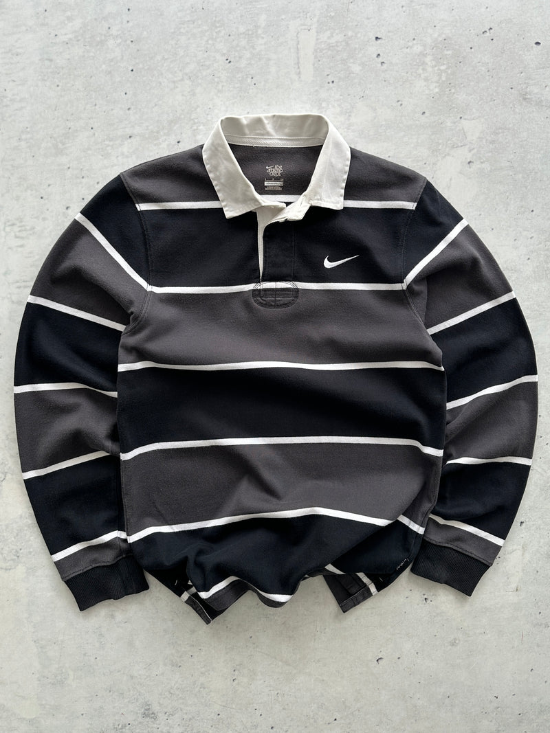 Nike Embroidered Swoosh heavyweight Stripe Rugby Shirt (M)