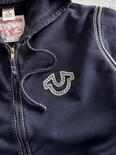 00's True Religion Contrast Stitch Heavyweight Zip Up Hoodie (L)