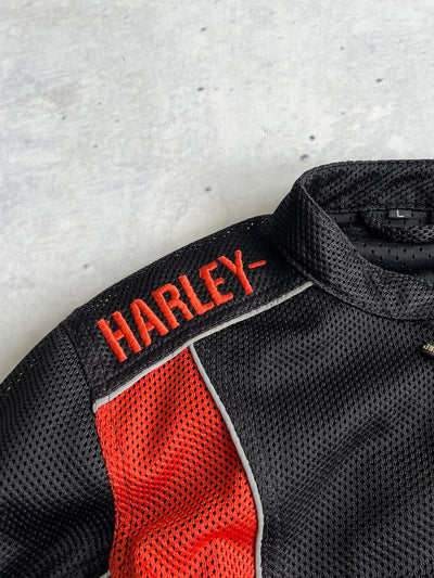 90's Harley Davidson Mesh Zip Up Motorcycle Jacket (Women's L)