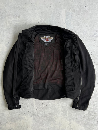 90's Harley Davidson Mesh Zip Up Motorcycle Jacket (Women's L)
