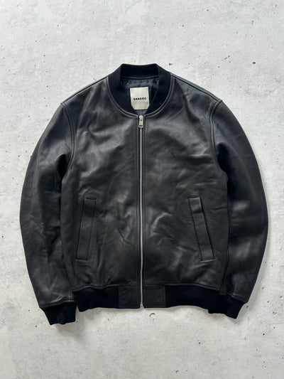 Sandro Zip Up Leather bomber Jacket (S)