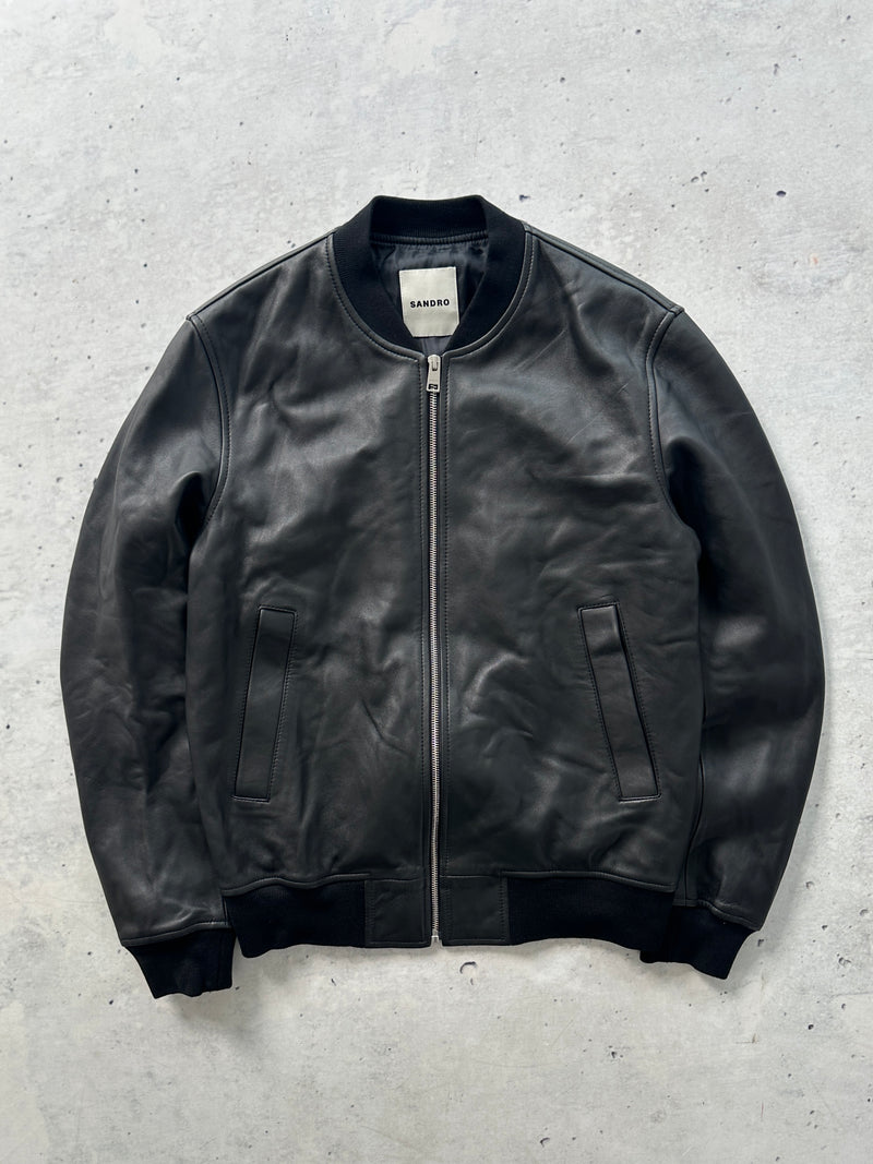 Sandro Zip Up Leather bomber Jacket (S)