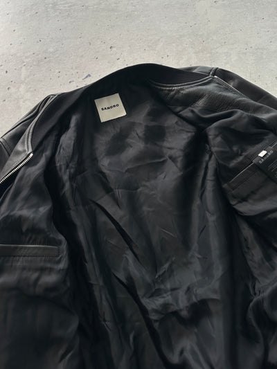 Sandro Zip Up Leather bomber Jacket (S)