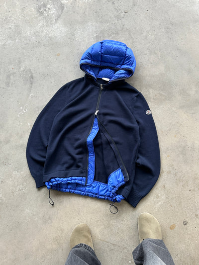 Moncler Maglione Tricot Wool Down Zip Up Cardigan (L)