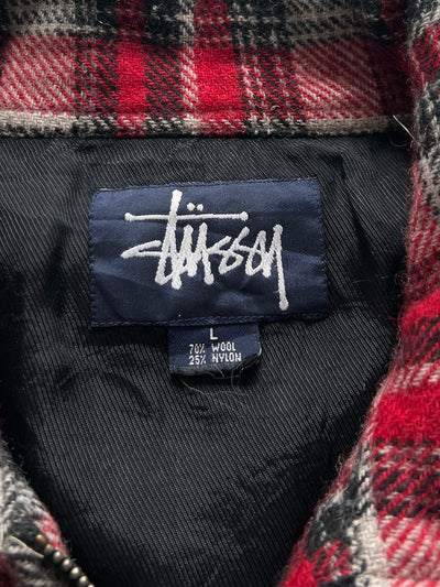 90's Stussy wool plaid zip up overshirt (L)