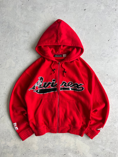 90's Avirex USA Embroidered glossy spellout Heavyweight Hoodie (M)
