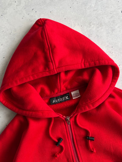90's Avirex USA Embroidered glossy spellout Heavyweight Hoodie (M)