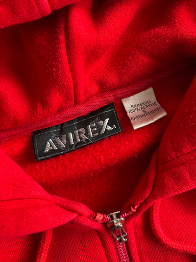 90's Avirex USA Embroidered glossy spellout Heavyweight Hoodie (M)