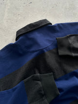 90's Ralph Lauren heavy Stripe Long Sleeve Polo Shirt (XL)