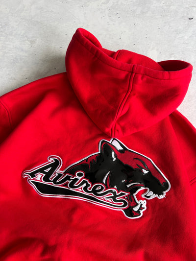 90's Avirex USA Embroidered glossy spellout Heavyweight Hoodie (M)
