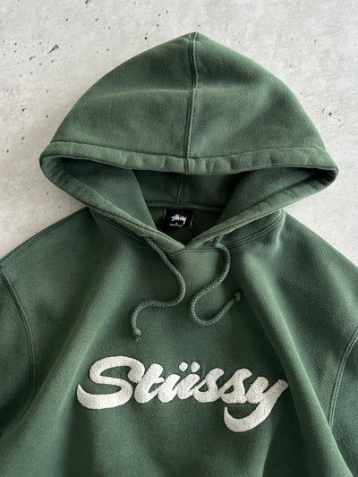 00's Stussy Chenille Appliqué embroidered Heavyweight Hoodie (L)