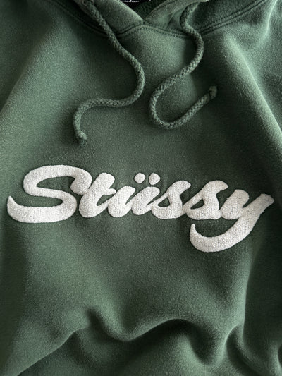 00's Stussy Chenille Appliqué embroidered Heavyweight Hoodie (L)