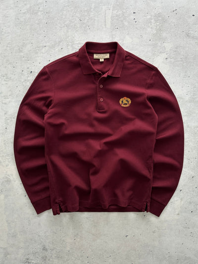 Burberry Embroidered Logo Long Sleeve Polo Shirt (XS)