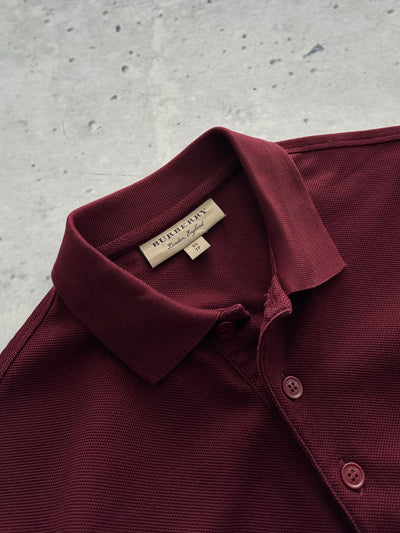 Burberry Embroidered Logo Long Sleeve Polo Shirt (XS)