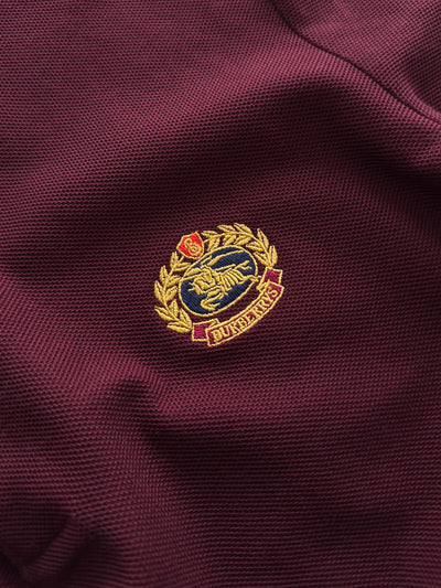 Burberry Embroidered Logo Long Sleeve Polo Shirt (XS)