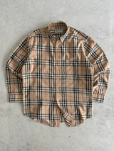 90's Burberry Nova Check Long Sleeve Shirt (L)