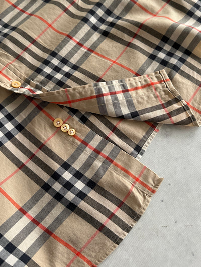 90's Burberry Nova Check Long Sleeve Shirt (L)