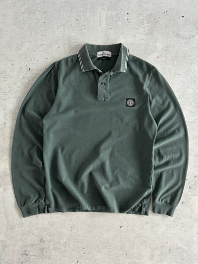 AW/12 Stone Island Patch Logo Long Sleeve Polo Shirt (S)