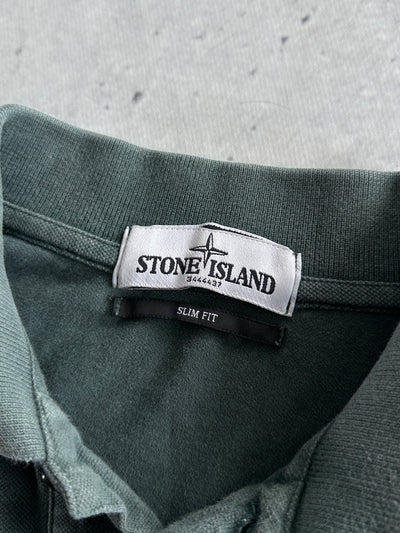AW/12 Stone Island Patch Logo Long Sleeve Polo Shirt (S)
