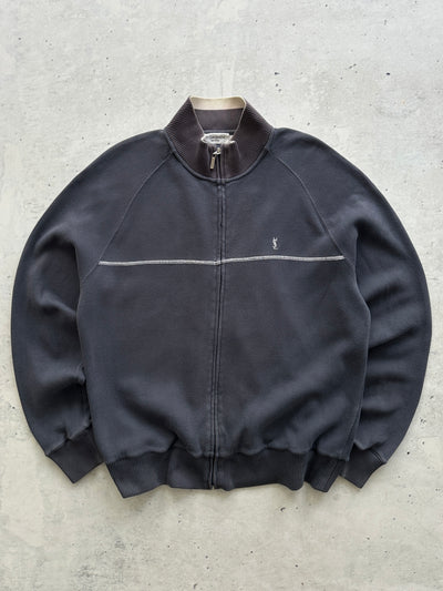 YSL Embroidered Logo Ribbed Zip Up Jumper (L)